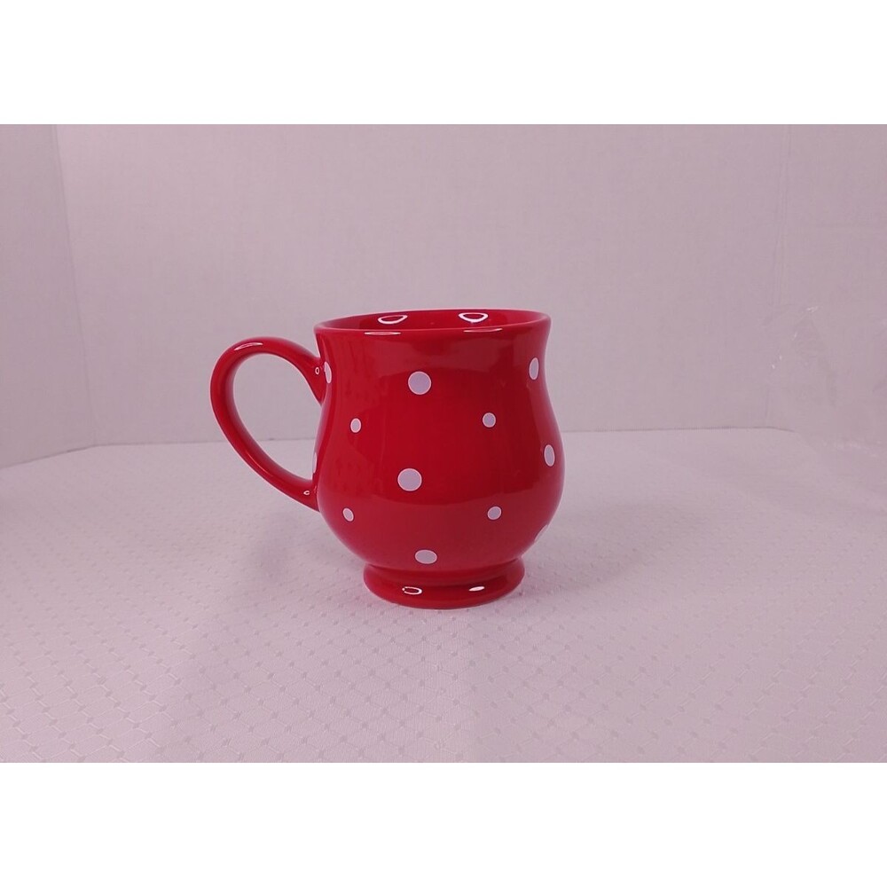 TempTations by Tara Red Polka Dot Series 16 Oz Coffee Mug With Original Box